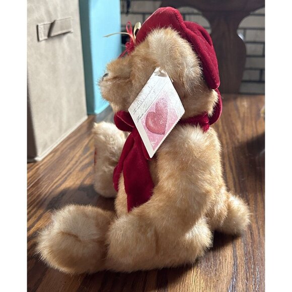 Vintage DanDee Collectible Plush Teddy Bear Red Velvet Hat Bows & Paws - Picture 2 of 5